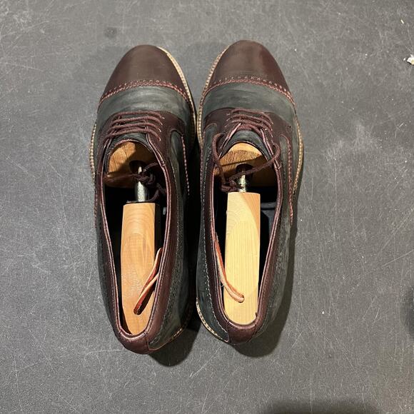 Bally Derby Shoes Mens Size 9 E Oxblood Black Cap Toe Leather Nubuck Brogue main image 10